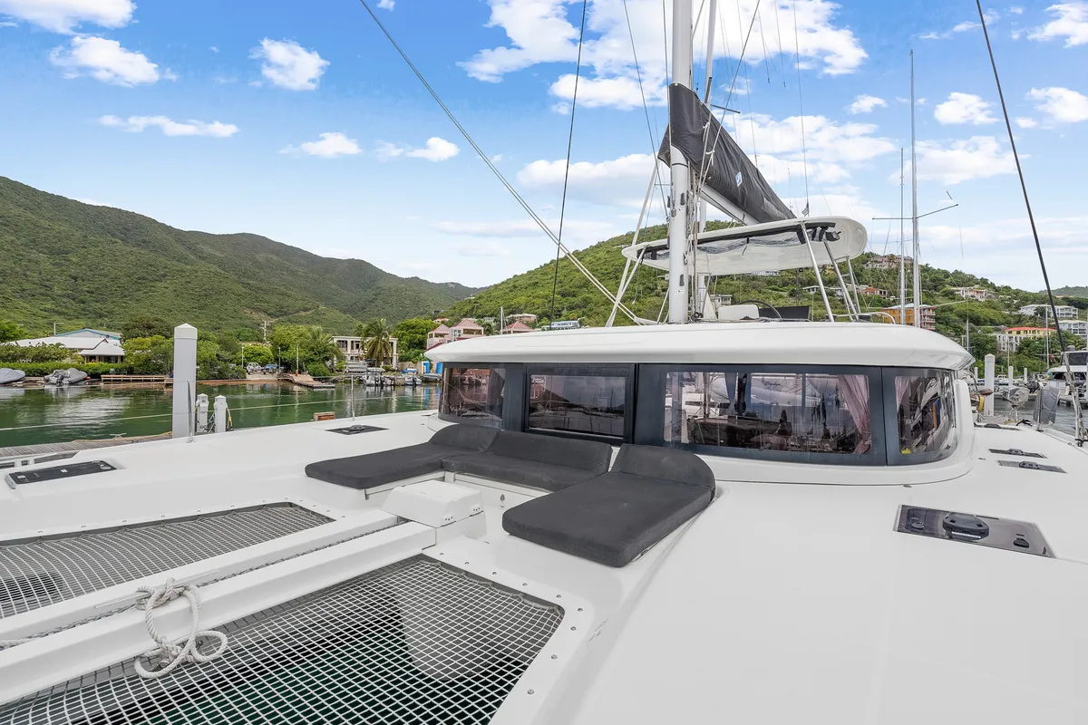 Deck of Southern Isle, a Lagoon 46 catamaran at Road Town, British Virgin Islands