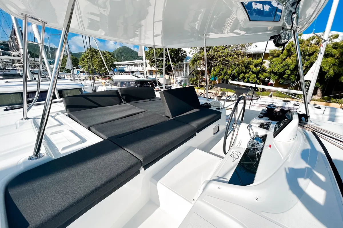 Deck of Southern Isle, a Lagoon 46 catamaran at Road Town, British Virgin Islands
