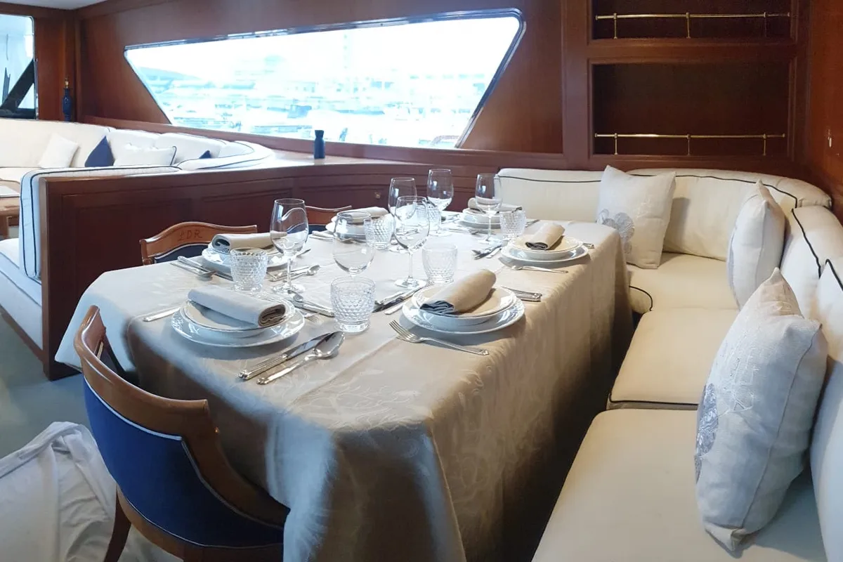 Salon of Ziveli, a Alalunga 78 motor yacht at Termoli, Italy