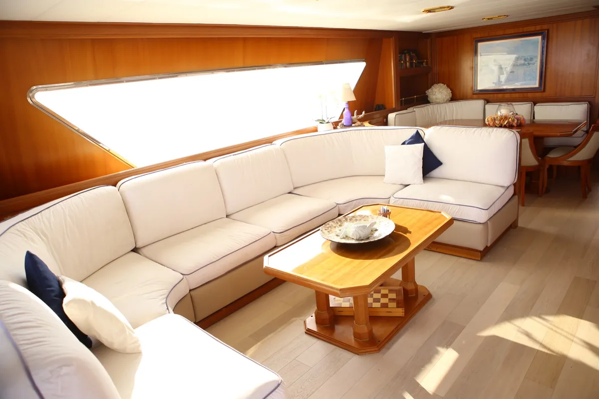 Salon of Ziveli, a Alalunga 78 motor yacht at Termoli, Italy