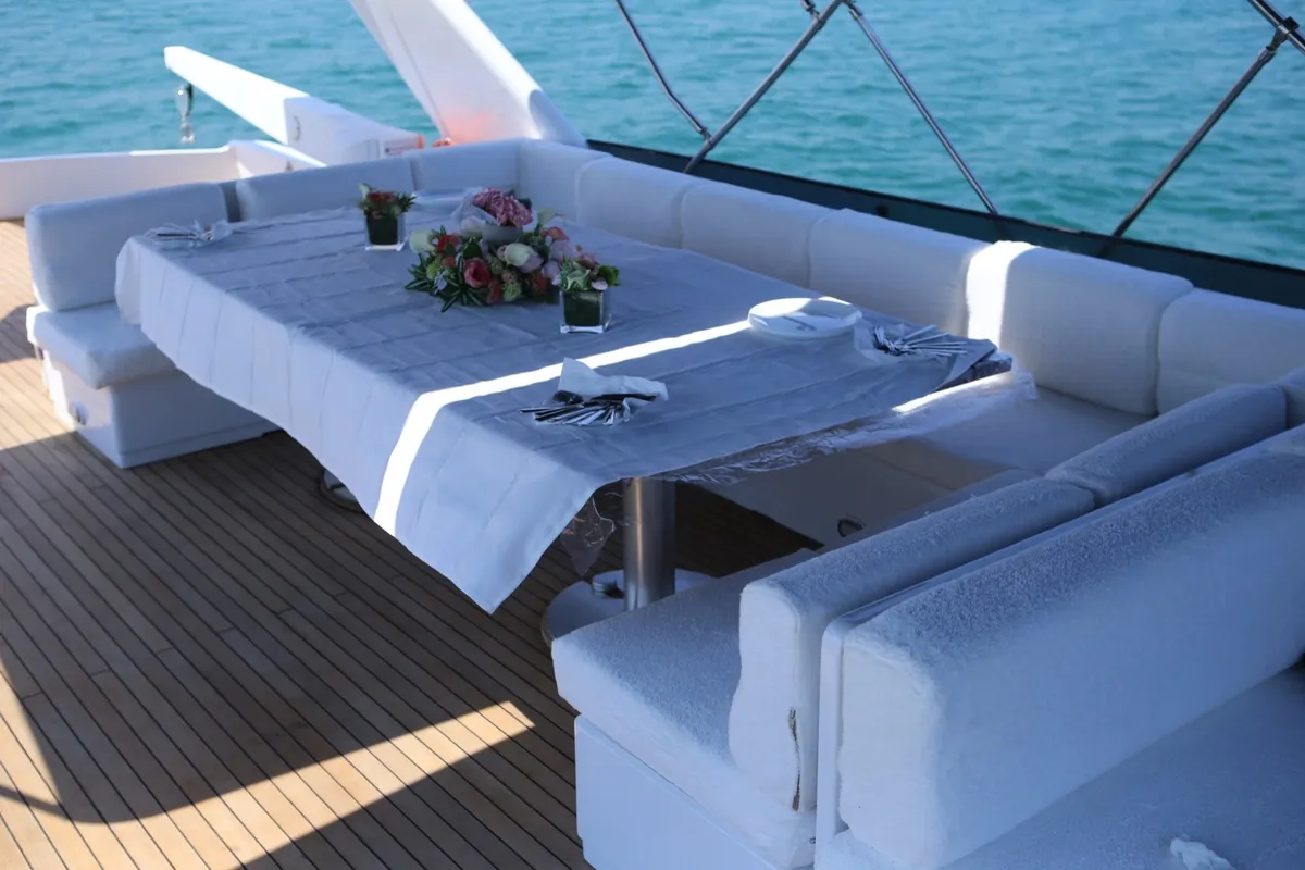 Deck of Ziveli, a Alalunga 78 motor yacht at Termoli, Italy
