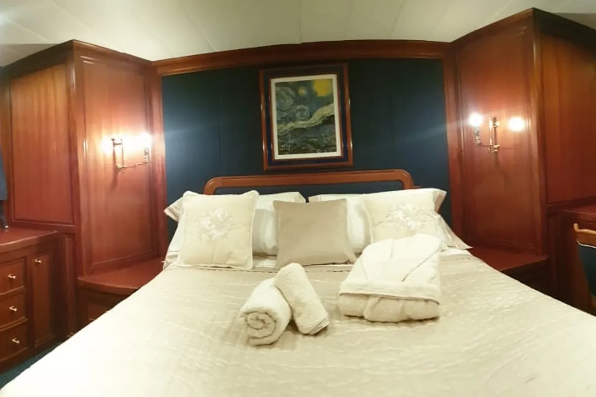Cabin on Ziveli, a Alalunga 78 motor yacht at Termoli, Italy
