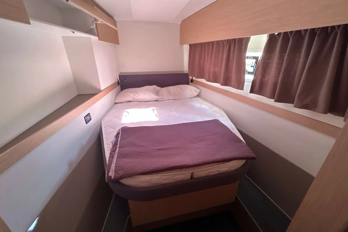 Cabin on Deutz, a Fountaine Pajot Astréa 42 catamaran at Salerno, Italy