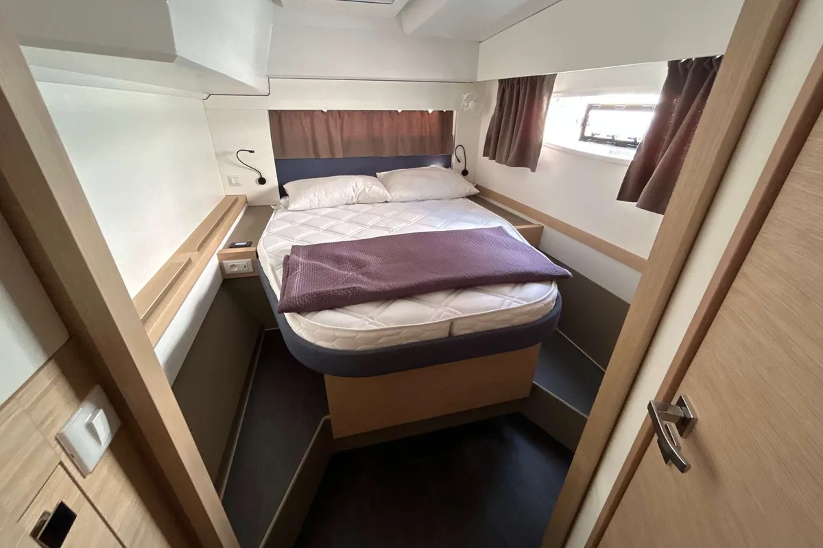 Cabin on Deutz, a Fountaine Pajot Astréa 42 catamaran at Salerno, Italy