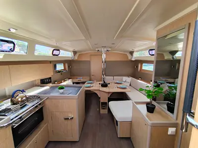 Galley of Blue Hop, a Beneteau Oceanis 41.1 sailboat at Grimaud, France