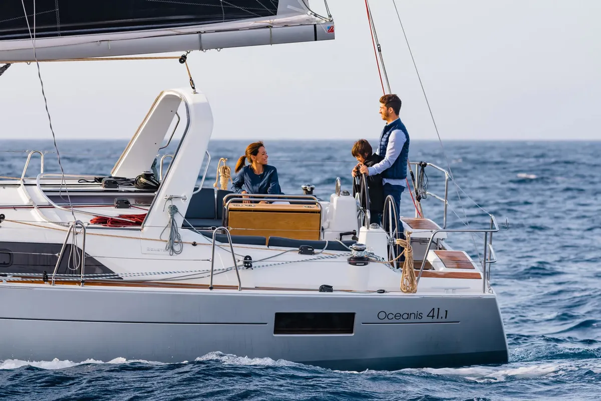 Exterior view of Blue Hop, a Beneteau Oceanis 41.1 sailboat at Grimaud, France