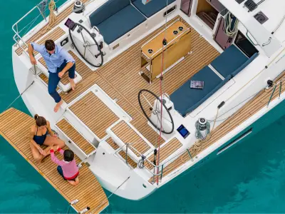 Deck of Blue Hop, a Beneteau Oceanis 41.1 sailboat at Grimaud, France