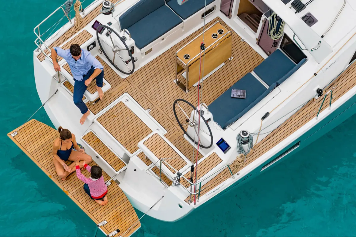 Deck of Blue Hop, a Beneteau Oceanis 41.1 sailboat at Grimaud, France