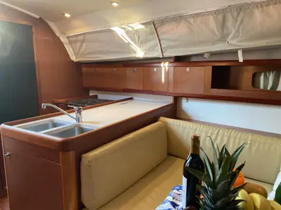 Galley of Cakil, a Beneteau Oceanis 34 sailboat at Marmaris, Turkey