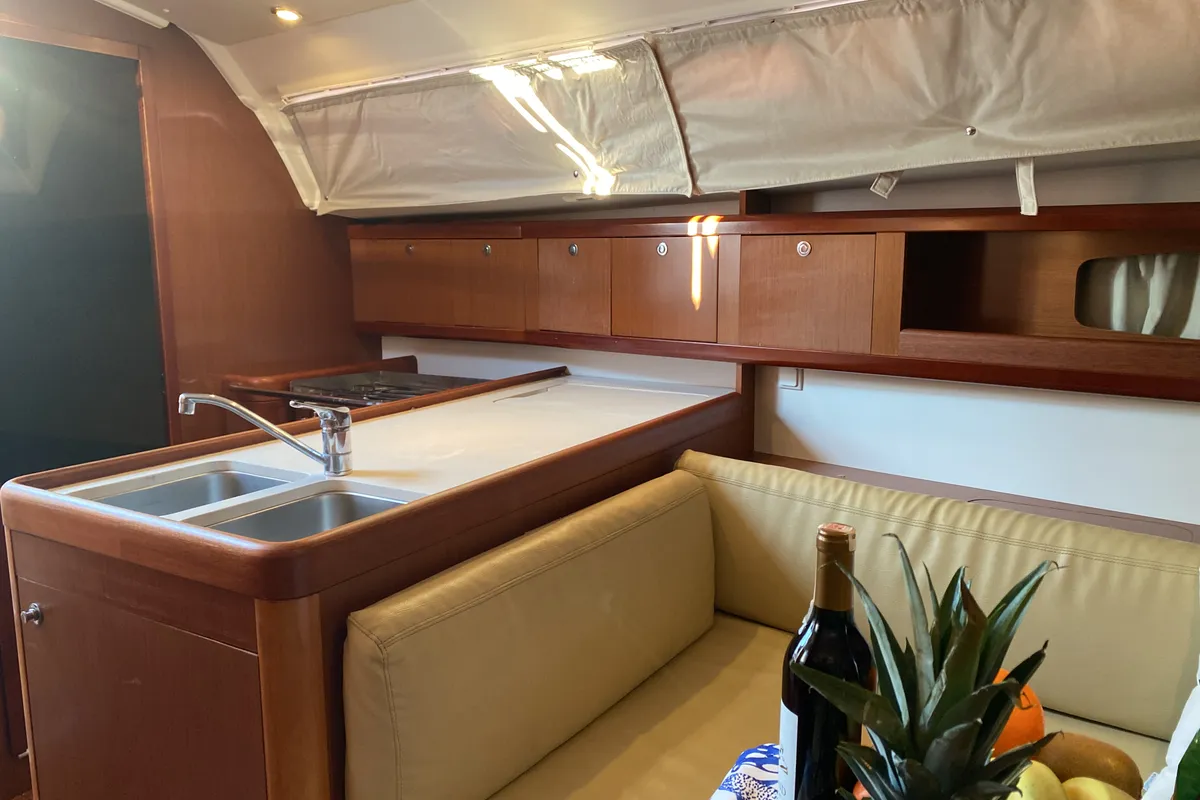 Galley of Cakil, a Beneteau Oceanis 34 sailboat at Marmaris, Turkey