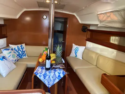 Salon of Cakil, a Beneteau Oceanis 34 sailboat at Marmaris, Turkey