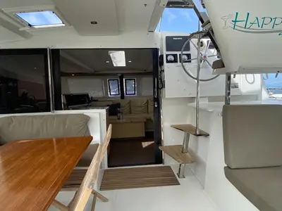 Deck of Happy Ours, a Fountaine Pajot Lucia 40 catamaran at Road Town, British Virgin Islands