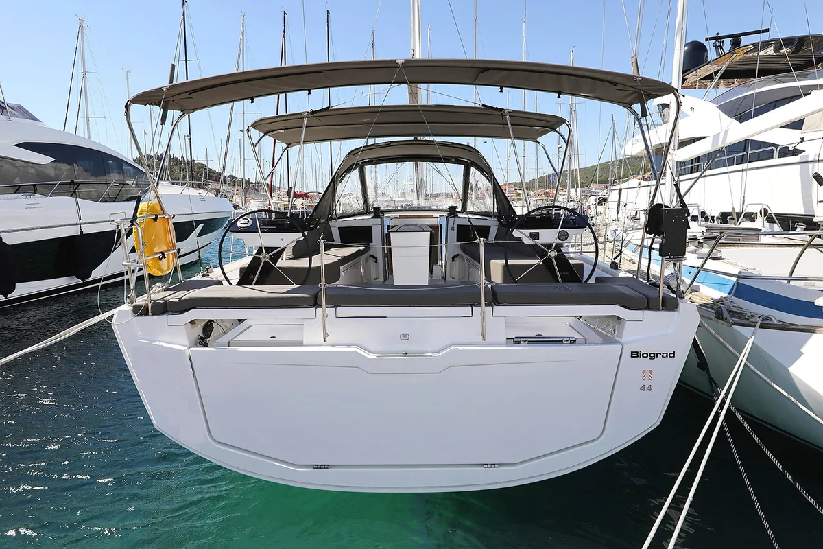 Exterior view of Full Moon, a Dufour 44 sailboat at Grad Biograd na Moru, Croatia