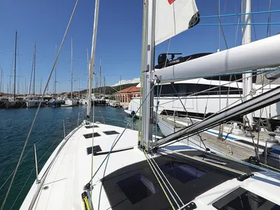 Deck of Full Moon, a Dufour 44 sailboat at Grad Biograd na Moru, Croatia