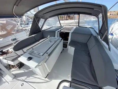 Kalmi, a Beneteau Oceanis 46.1 sailboat at Lavreotiki Municipal Unit, Greece