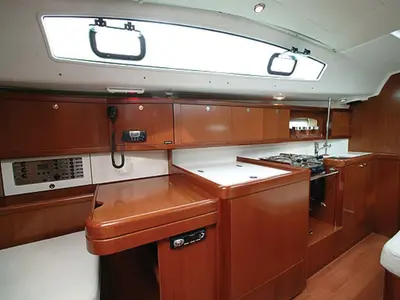 Salon of Tosca, a Beneteau Oceanis 40 sailboat at Municipal Unit of Elefsina, Greece