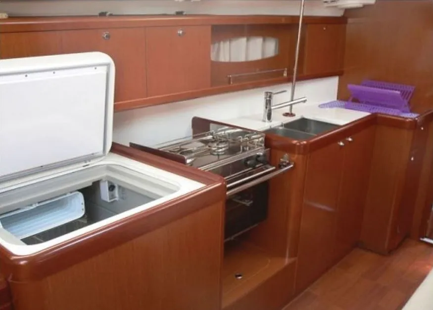 Galley of Tosca, a Beneteau Oceanis 40 sailboat at Municipal Unit of Elefsina, Greece