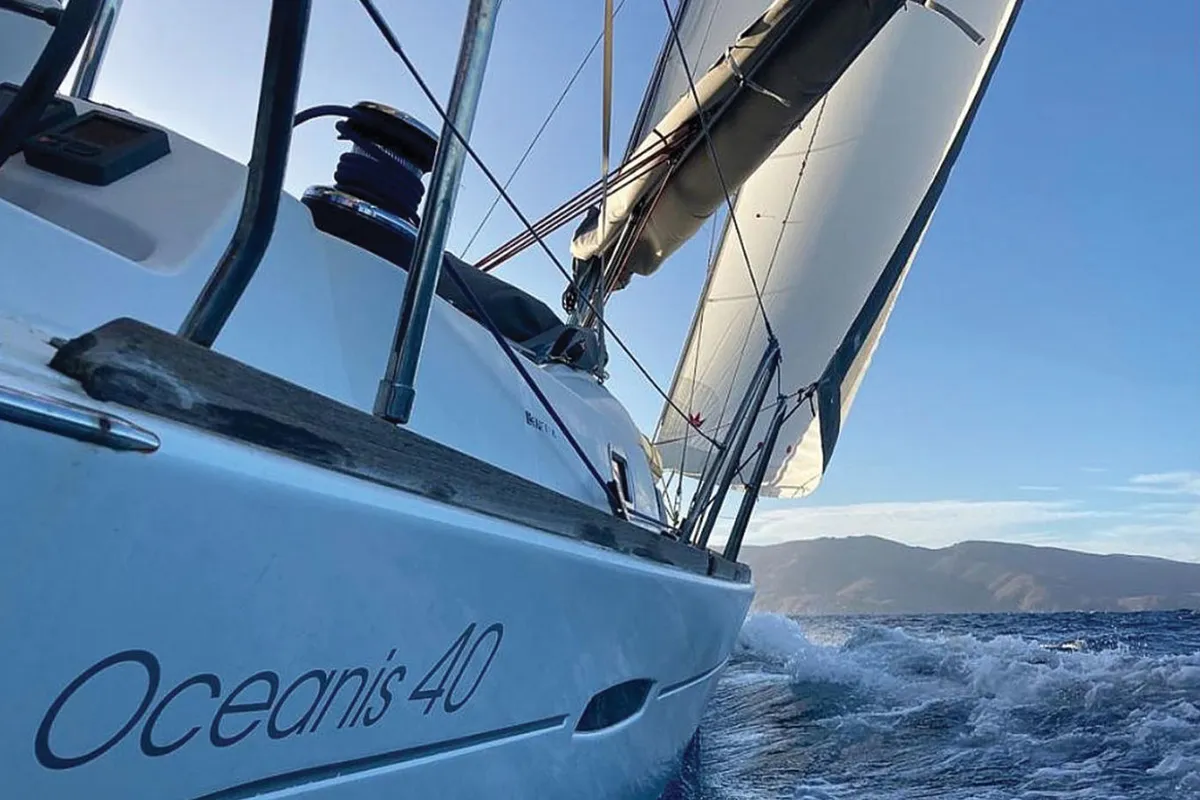 Exterior view of Tosca, a Beneteau Oceanis 40 sailboat at Municipal Unit of Elefsina, Greece