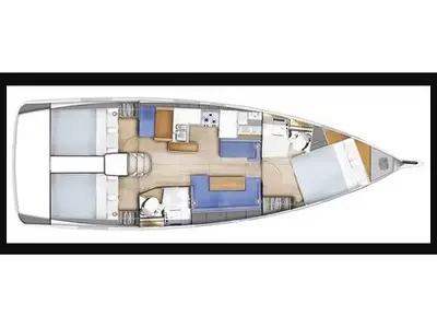 Floor plan of Ohana, a Jeanneau Sun Odyssey 410 sailboat at San Vincenzo, Italy