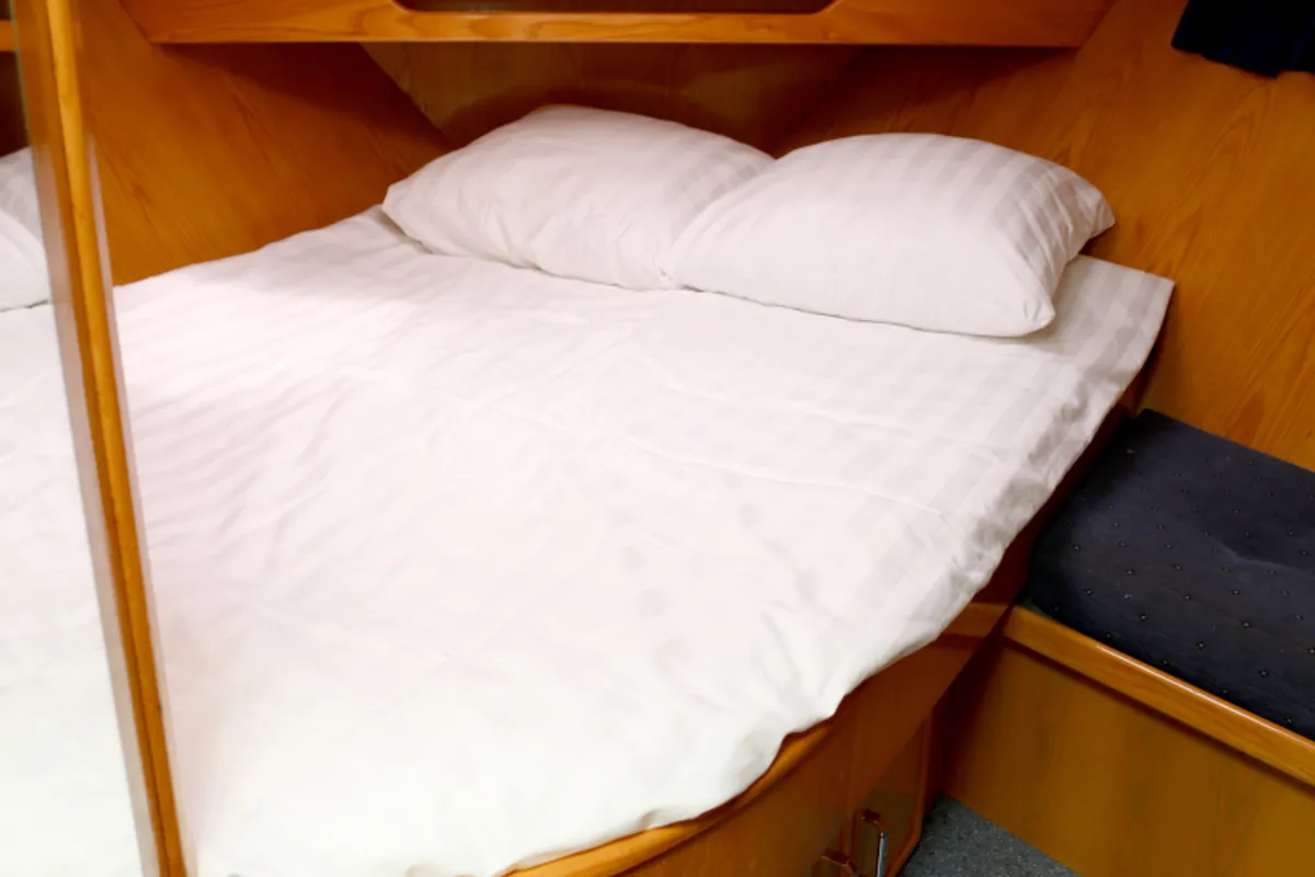 Cabin on Callisto, a Pedro Solano 33 motorboat at Heukelum, Netherlands