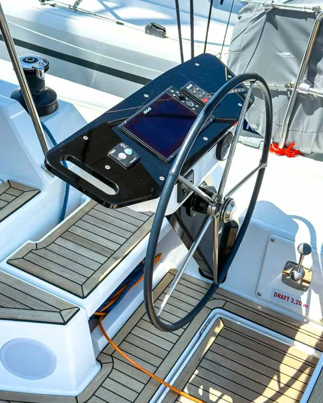 Cockpit of Alkor, a Dufour 44 sailboat at Grad Pula, Croatia