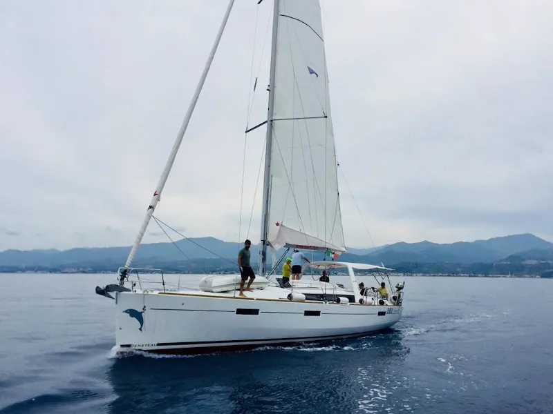 Exterior view of Fantasy Planet, a Beneteau Oceanis 45 sailboat at Marsala, Italy