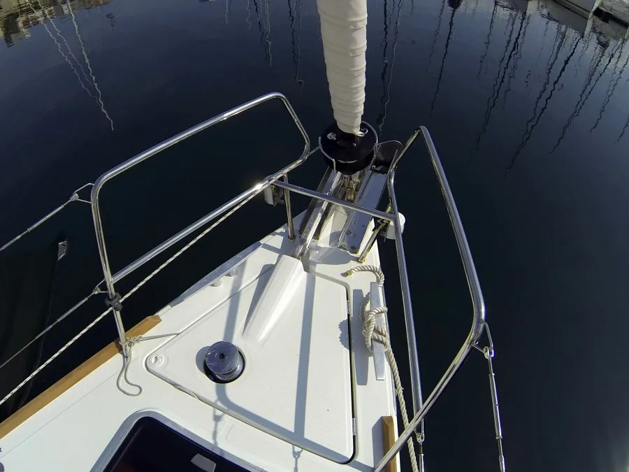 Deck of Neška II, a Beneteau Oceanis 45 sailboat at Grad Šibenik, Croatia