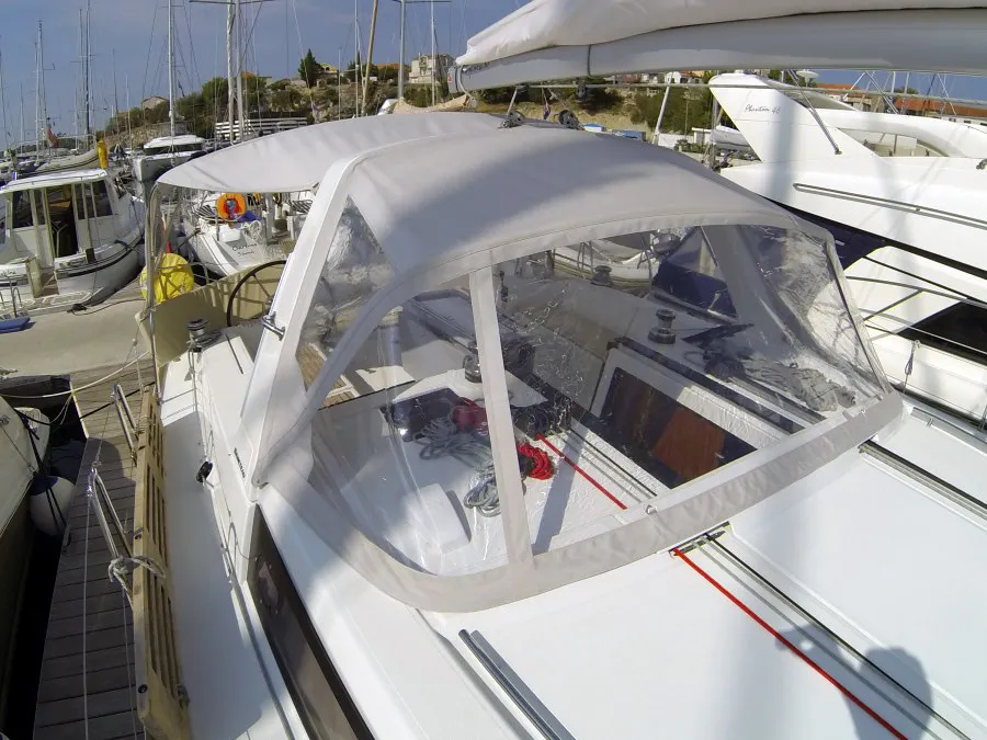Deck of Neška II, a Beneteau Oceanis 45 sailboat at Grad Šibenik, Croatia