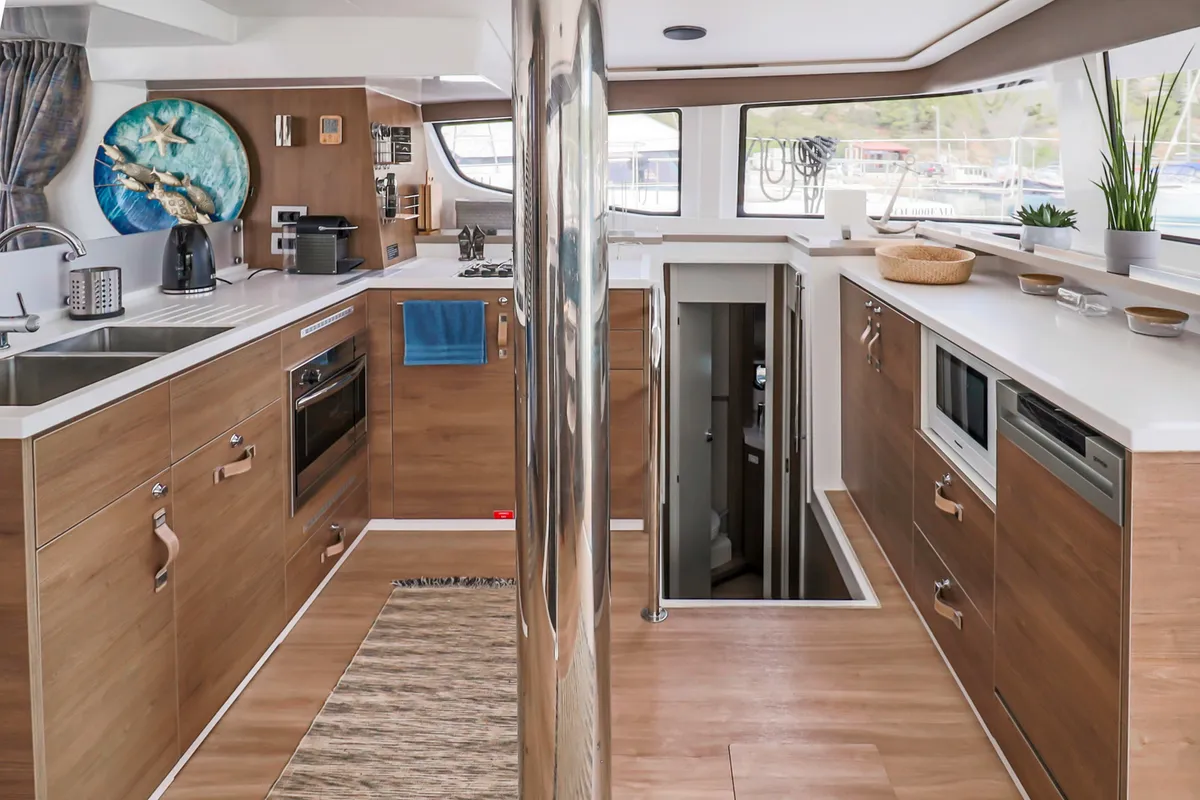 Cabin on Cyprinus, a Bali 4.6 catamaran at Primošten, Croatia