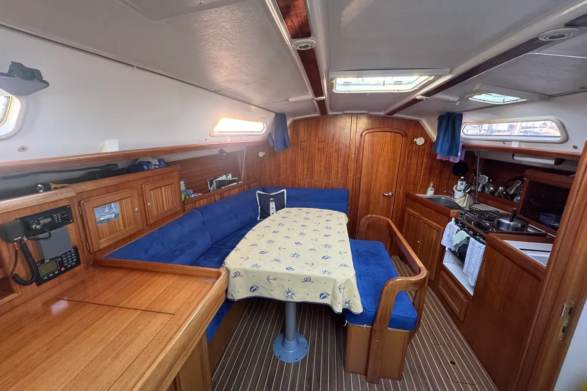Salon of Marmotton, a Dufour 36 Classic sailboat at La Rochelle, France