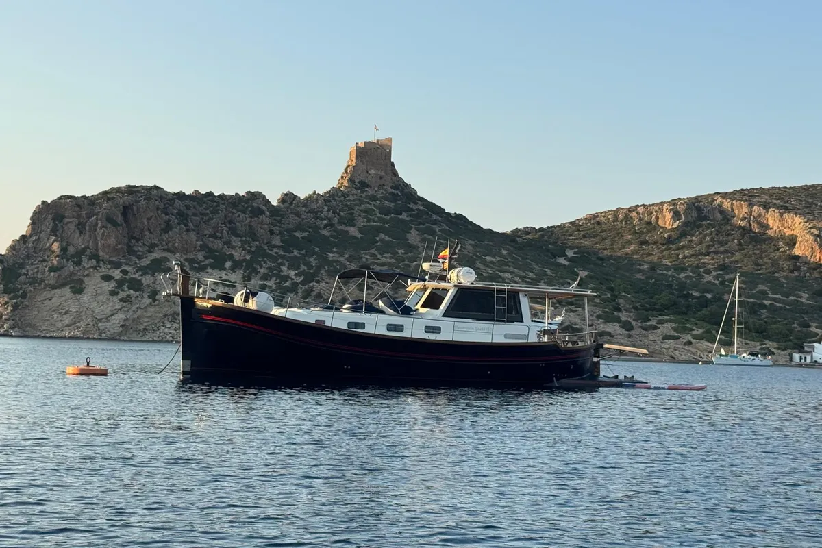 Balsamico, a Menorquin 160 motorboat at Port d'Andratx, Spain