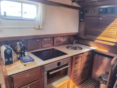 Galley of Balsamico, a Menorquin 160 motorboat at Port d'Andratx, Spain