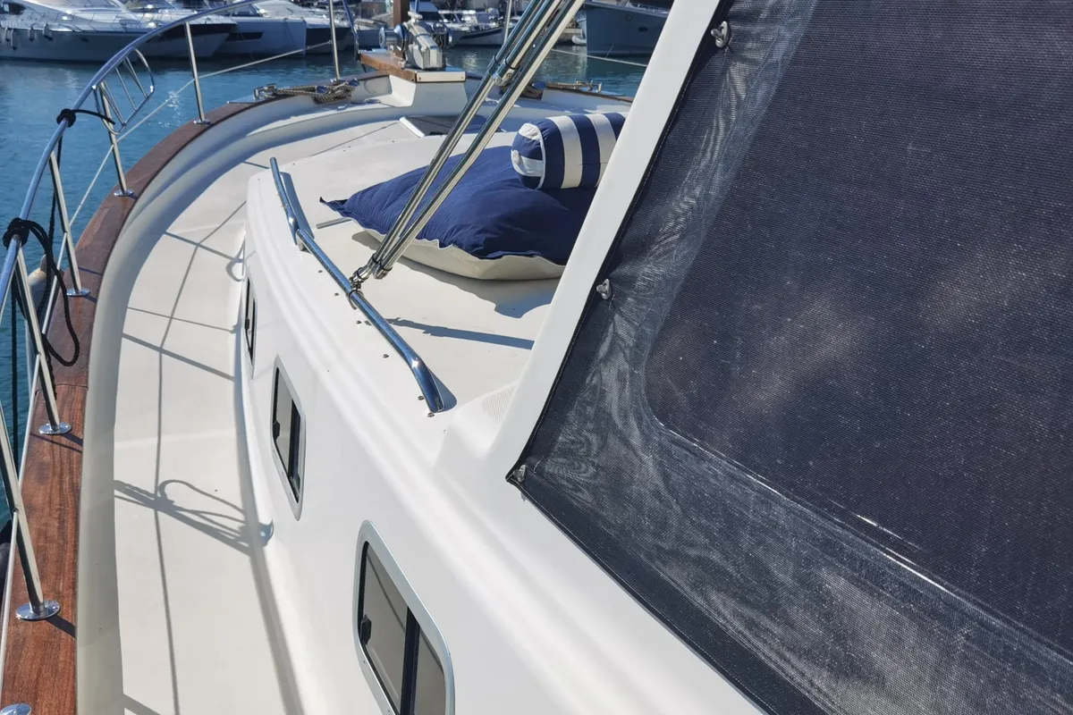 Balsamico, a Menorquin 160 motorboat at Port d'Andratx, Spain
