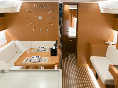 Salon of Dawn, a Bavaria C45 sailboat at Municipal Unit of Lefkada, Greece
