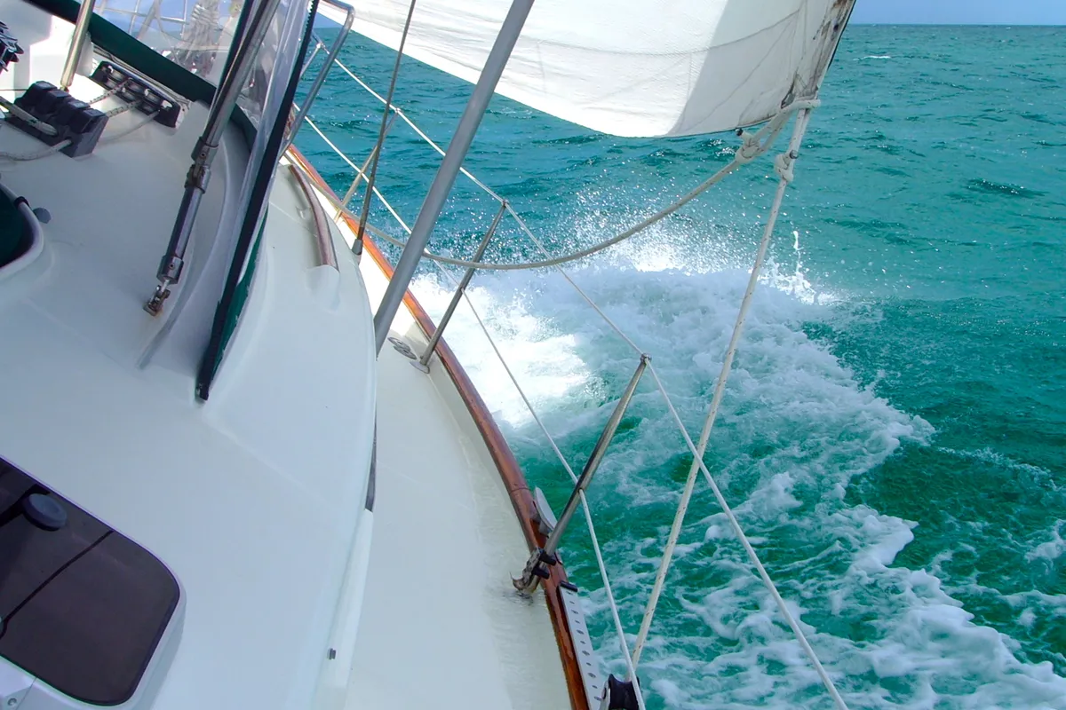 Deck of Lady Butterfly, a Bavaria 40 Cruiser sailboat at Općina Tučepi, Croatia