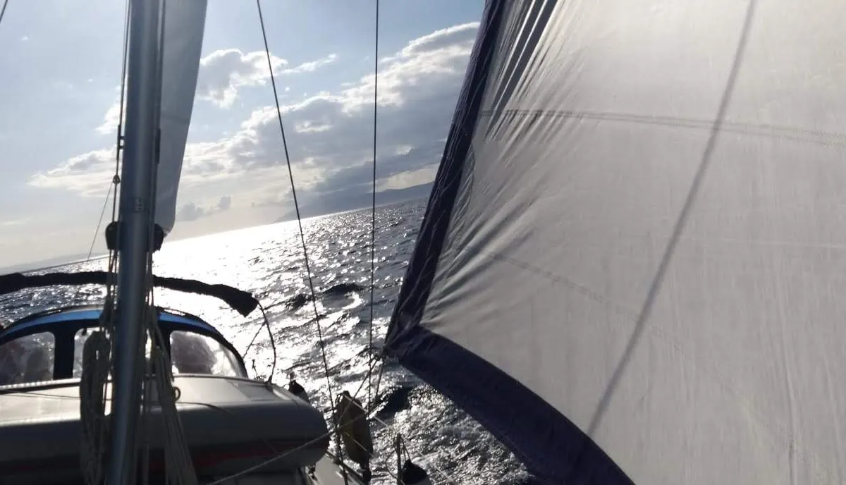 Exterior view of Lady Butterfly, a Bavaria 40 Cruiser sailboat at Općina Tučepi, Croatia