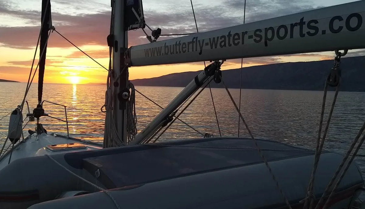 Exterior view of Lady Butterfly, a Bavaria 40 Cruiser sailboat at Općina Tučepi, Croatia