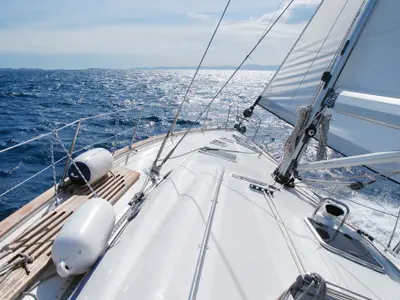 Deck of Lady Butterfly, a Bavaria 40 Cruiser sailboat at Općina Tučepi, Croatia