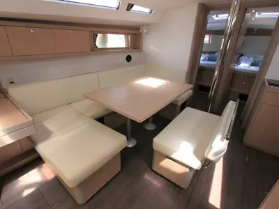 Salon of J Dog, a Beneteau Oceanis 48 sailboat at Road Town, British Virgin Islands