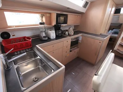 Galley of J Dog, a Beneteau Oceanis 48 sailboat at Road Town, British Virgin Islands