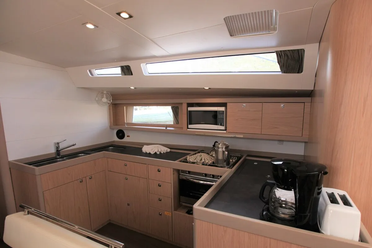 Galley of J Dog, a Beneteau Oceanis 48 sailboat at Road Town, British Virgin Islands