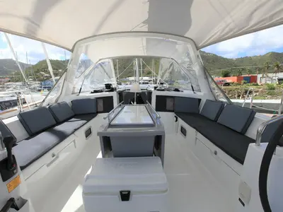 Cockpit of J Dog, a Beneteau Oceanis 48 sailboat at Road Town, British Virgin Islands