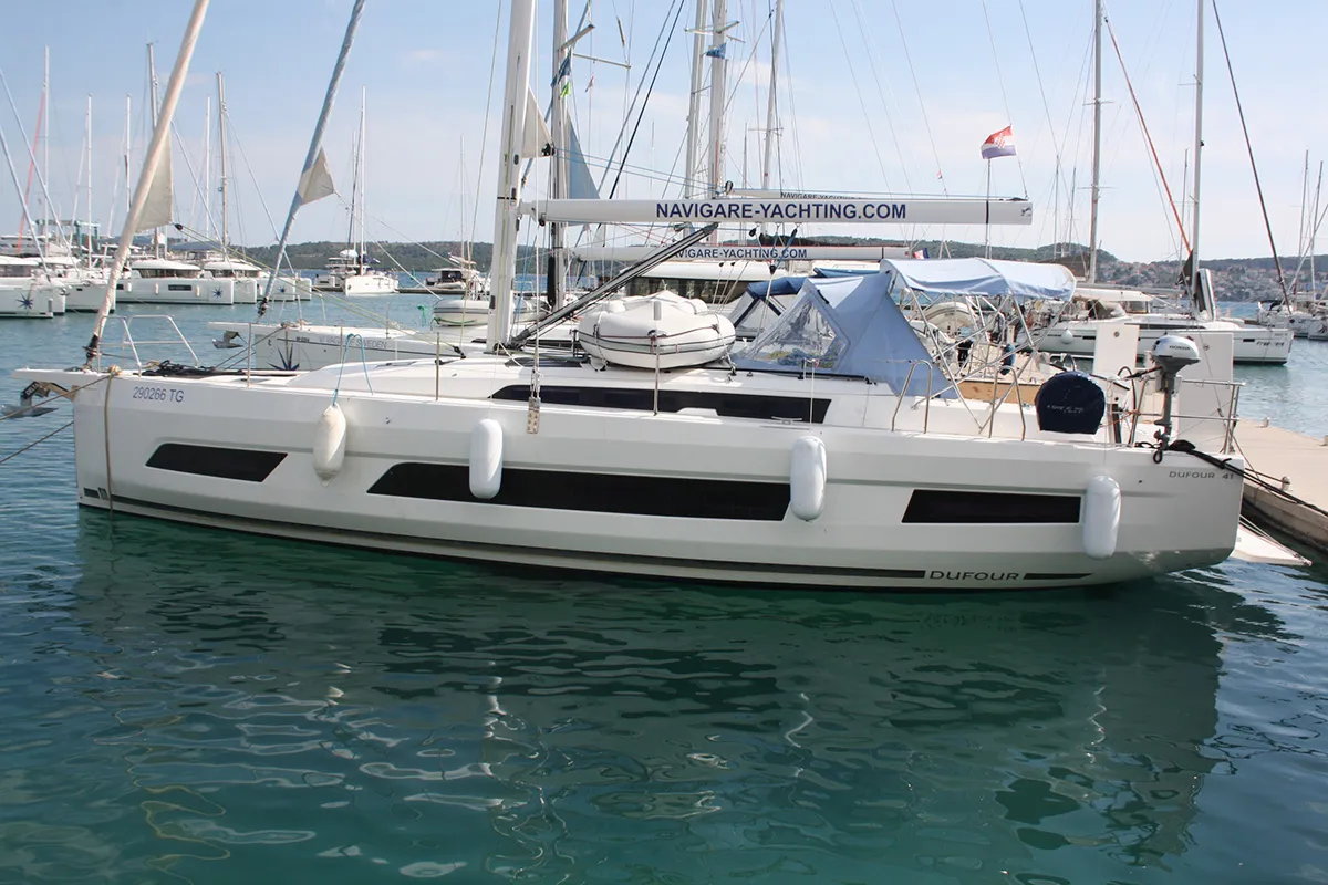 Curiosity , a Dufour 41 sailboat at Seget Donji, Croatia
