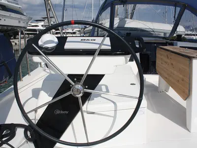 Cockpit of Curiosity, a Dufour 41 sailboat at Seget Donji, Croatia