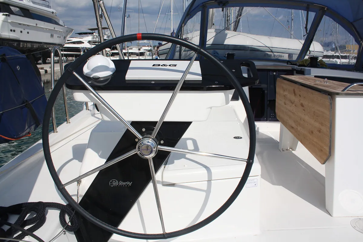 Curiosity , a Dufour 41 sailboat at Seget Donji, Croatia