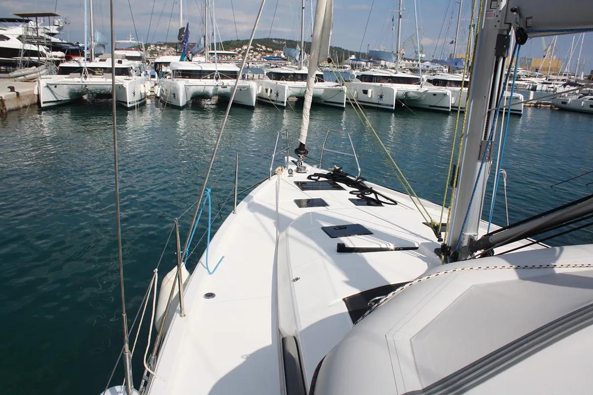 Curiosity , a Dufour 41 sailboat at Seget Donji, Croatia