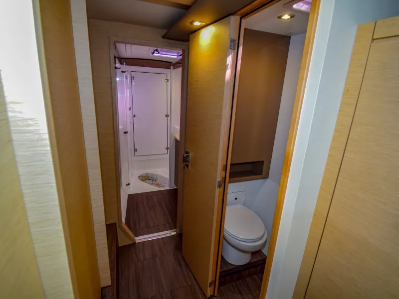 Head on Amber, a Fountaine Pajot Lucia 40 catamaran at Marmaris, Turkey