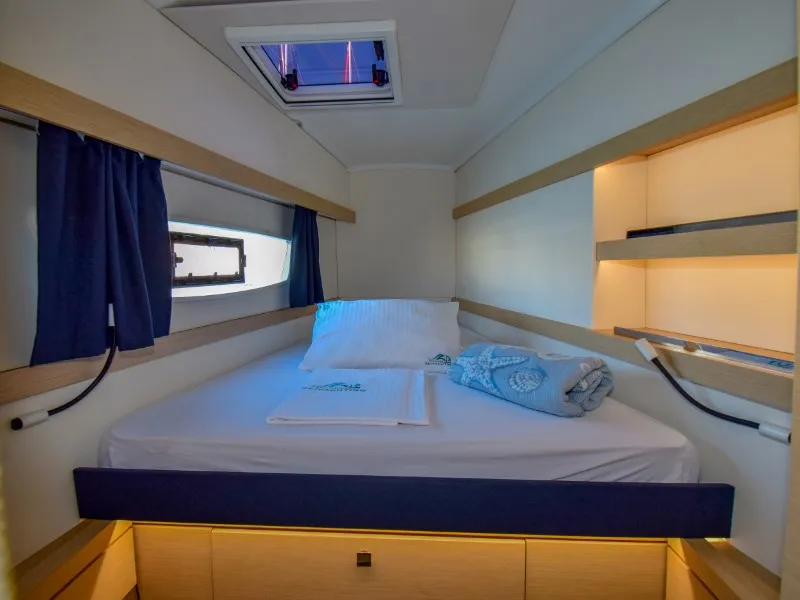 Cabin on Amber, a Fountaine Pajot Lucia 40 catamaran at Marmaris, Turkey