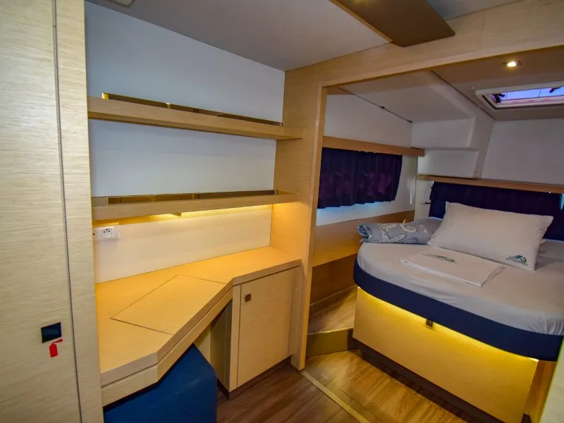 Cabin on Amber, a Fountaine Pajot Lucia 40 catamaran at Marmaris, Turkey