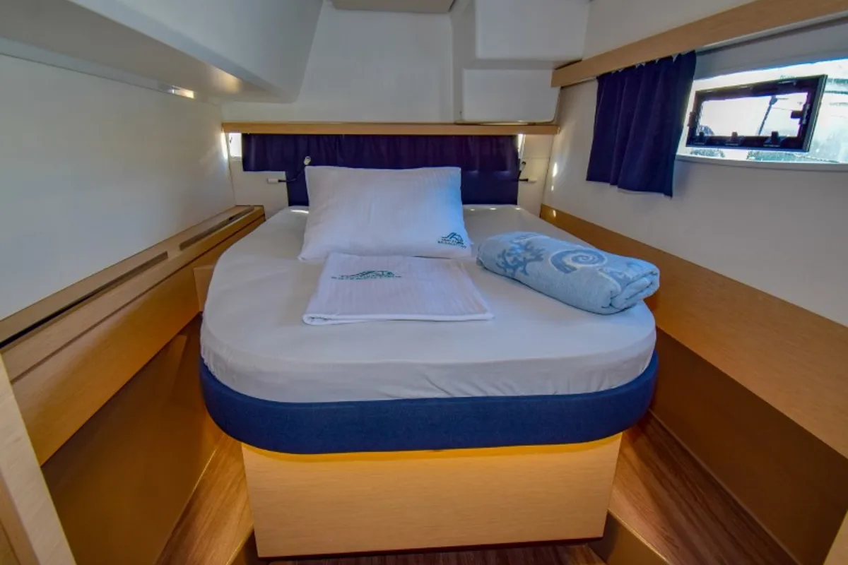 Cabin on Amber, a Fountaine Pajot Lucia 40 catamaran at Marmaris, Turkey